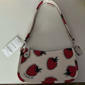 Coach Cream and Red Strawberry Shoulder Bag